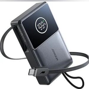 Retractable Power Bank, 22.5W Fast Portable Charger with Built in Retractable US